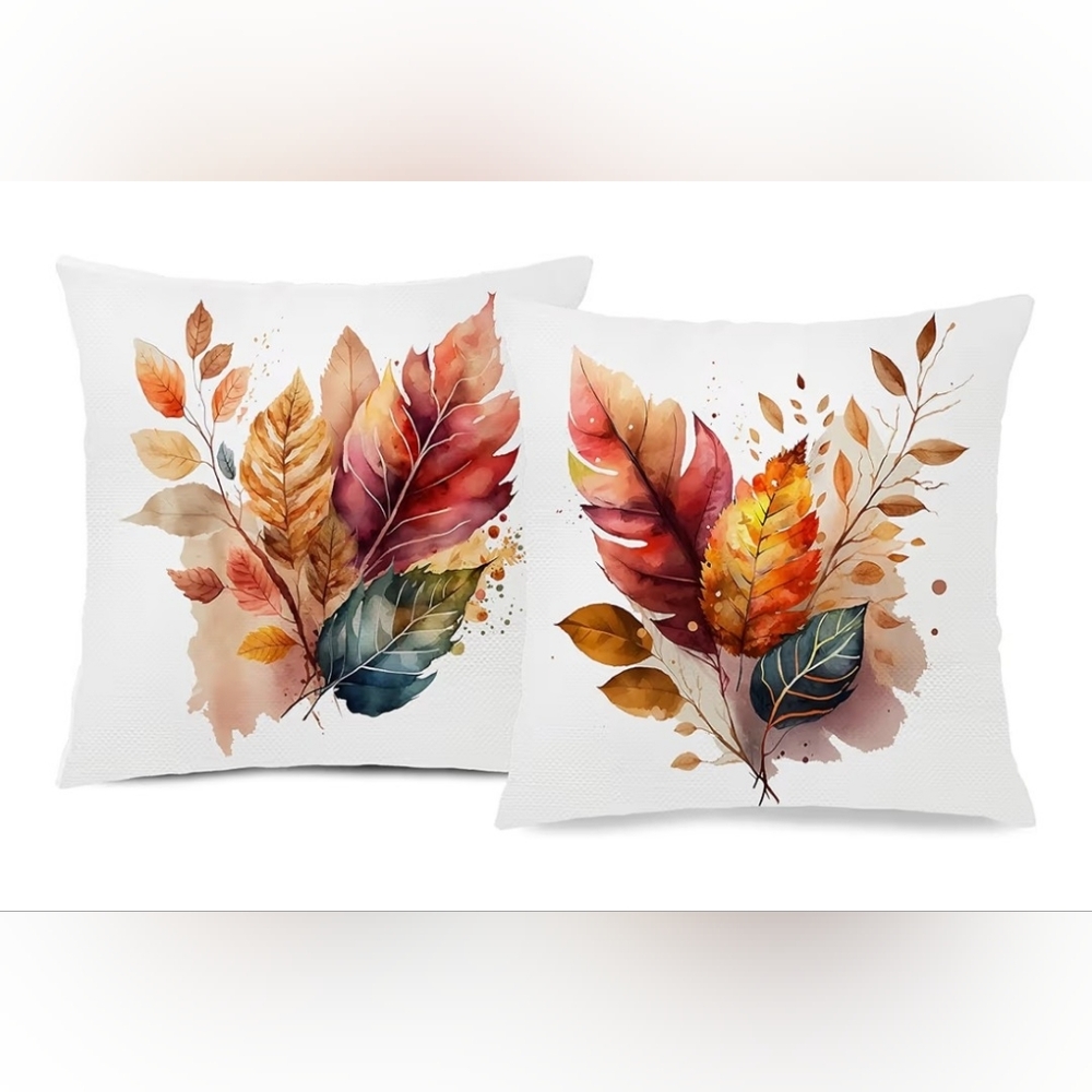 Autumn Leaves Decorative Throw Pillow Covers - Set Of 2 Size 18 X 18